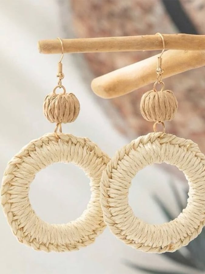 Women's Raffia Braided Earrings