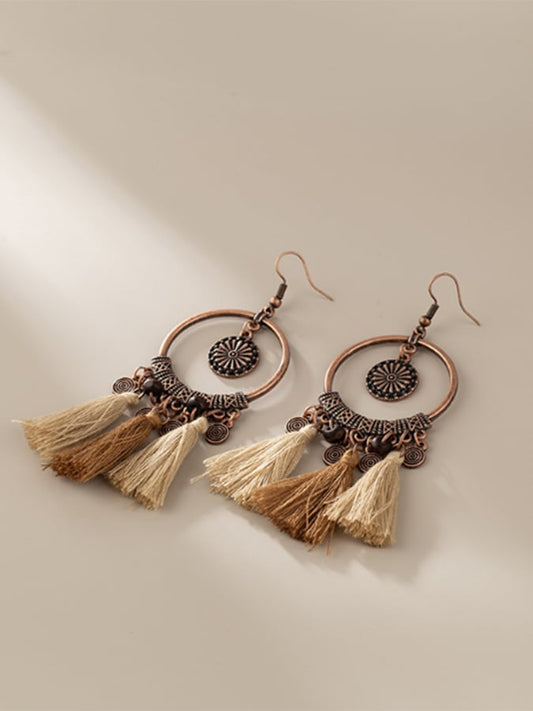 Women's Vintage Tricolor Tassel Earrings