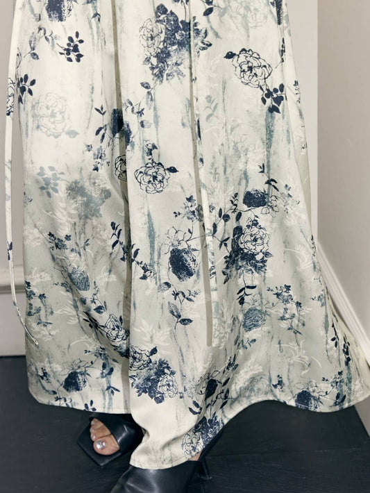 Ink Painting Jacquard Wide Leg Palazzo Pants