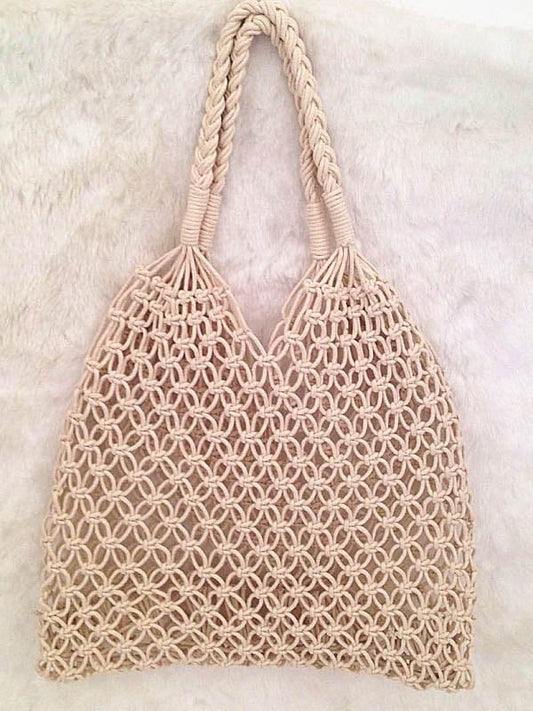 Women's Cotton Mesh Unlined Straw Bag