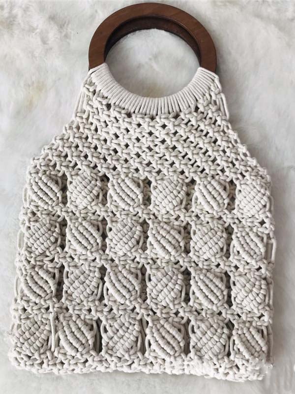 Women's Cotton Mesh Unlined Straw Bag