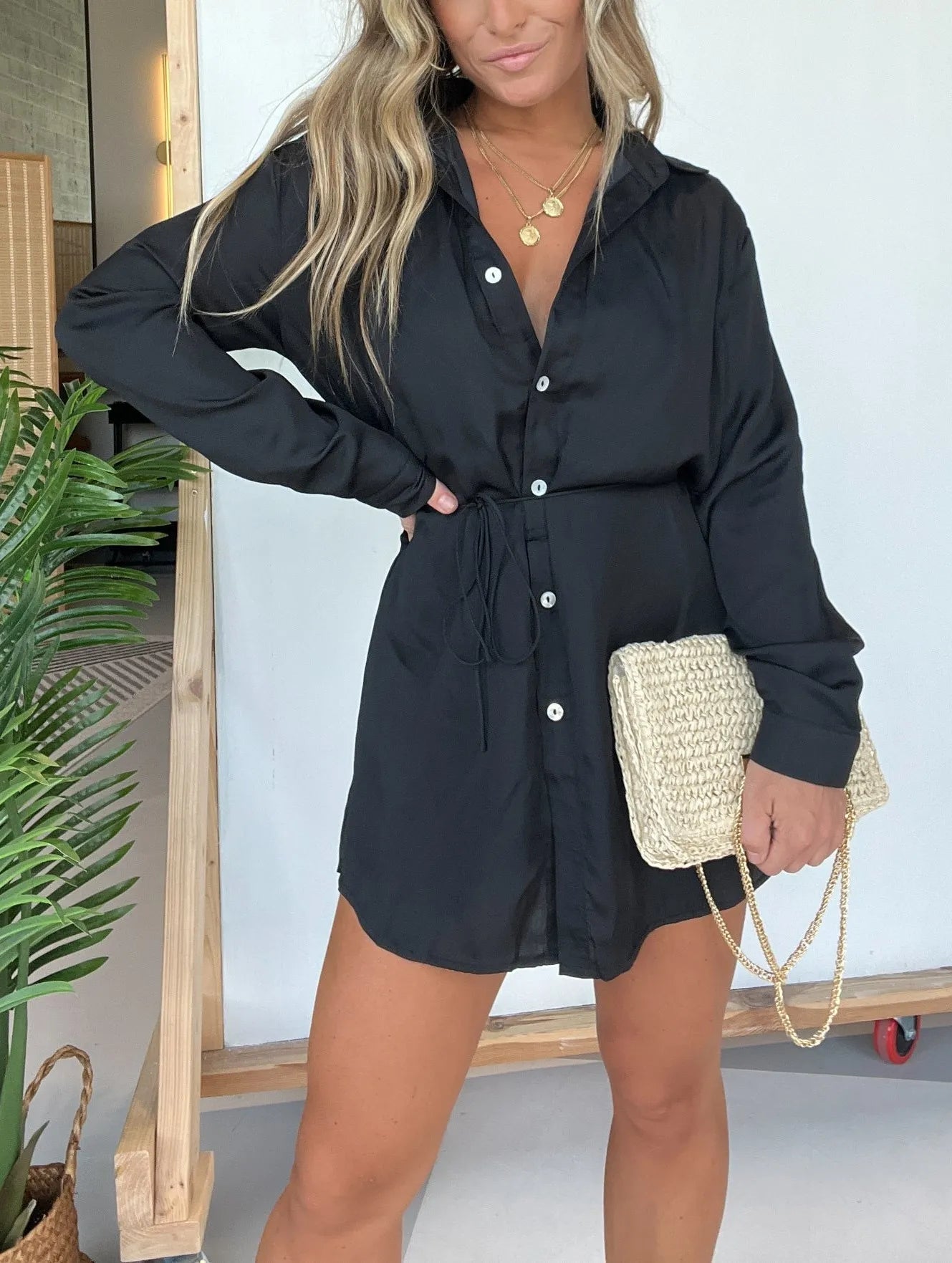 Ensemble robe-combinaison de nuit en satin neuf