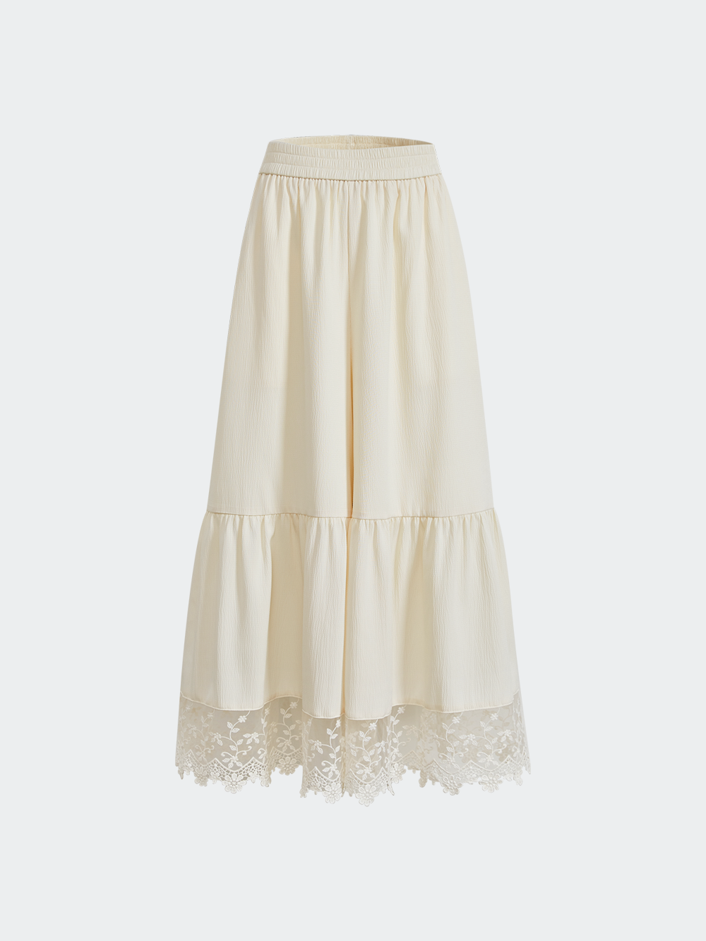 High-Waist Lace Trim Culotte Skirt Pants