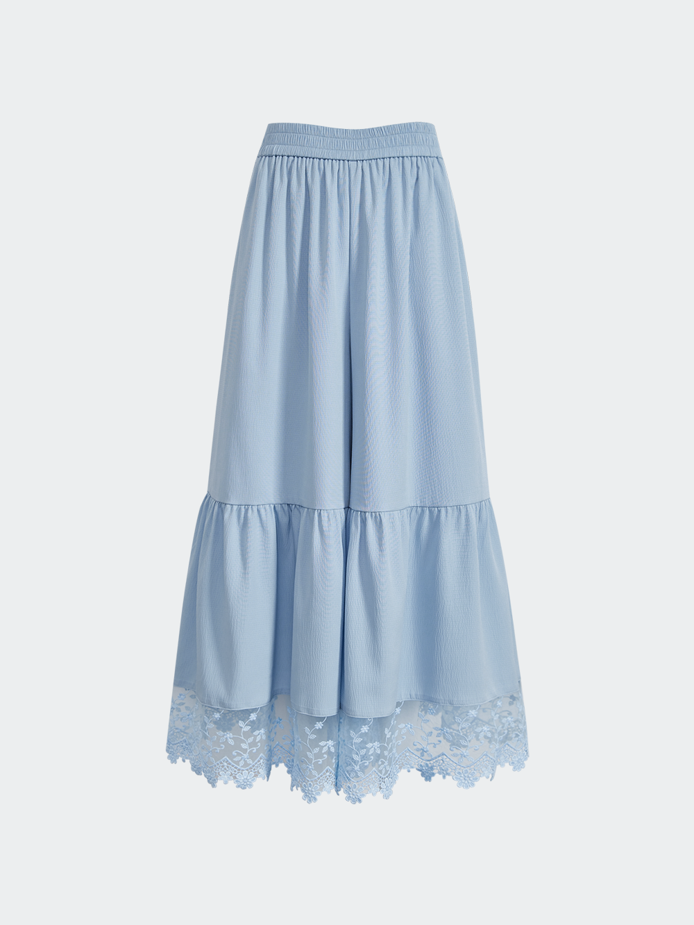 High-Waist Lace Trim Culotte Skirt Pants