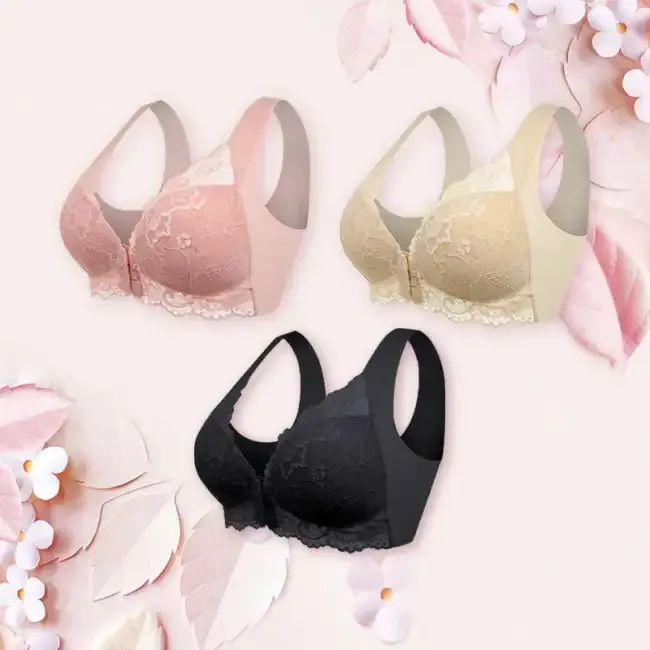 💕1 acheté = 1 offert💕 Soutien-gorge push-up confortable sans armatures, fermeture avant, effet galbant 5D 