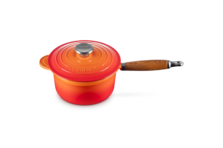 Cast Iron Saucepan with Wooden Handle