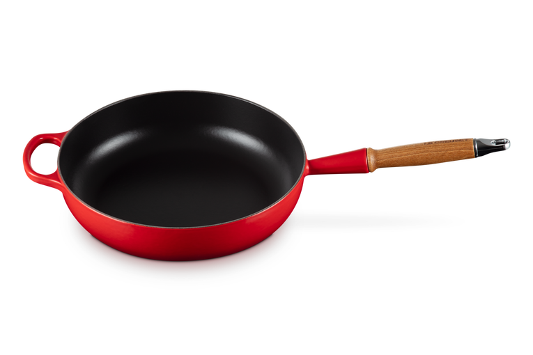 Cast Iron Saute Pan with Wooden Handle 28CM
