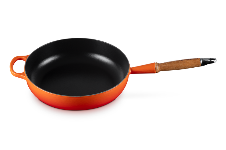 Cast Iron Saute Pan with Wooden Handle 28CM