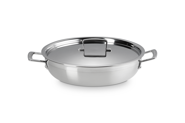 3-ply Stainless Steel Non-Stick Shallow Casserole with Lid