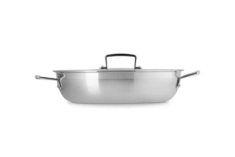 3-ply Stainless Steel Non-Stick Shallow Casserole with Lid