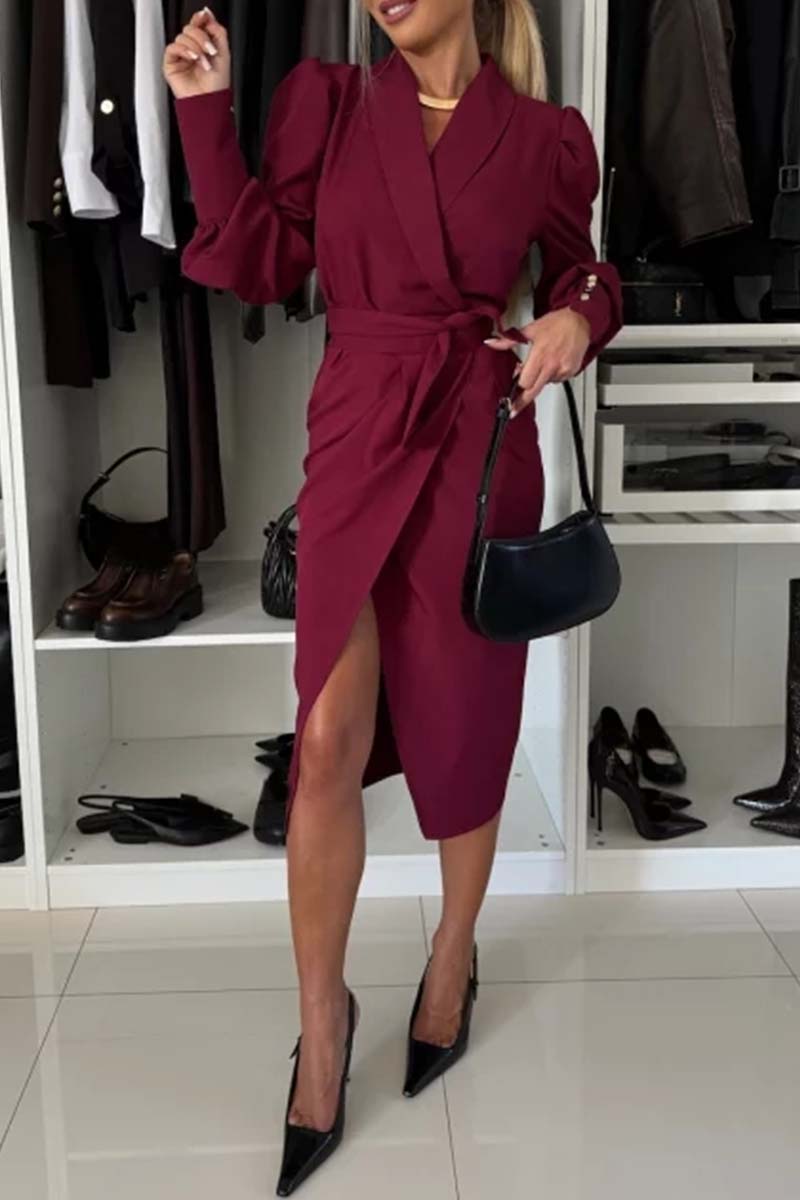 Women's Solid Color Elegant V-neck Dress