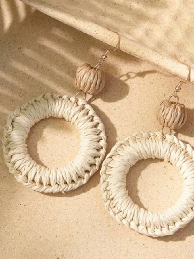 Women's Raffia Braided Earrings