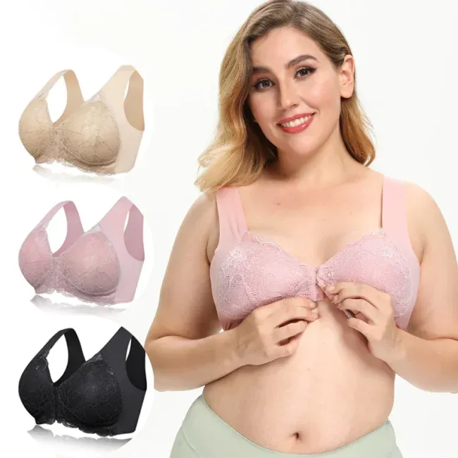 💕1 acheté = 1 offert💕 Soutien-gorge push-up confortable sans armatures, fermeture avant, effet galbant 5D 