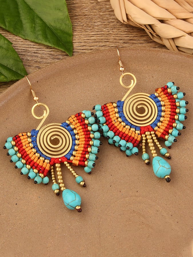 Women'S Vintage Alloy Stitching Wood Earrings