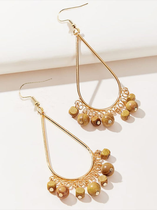 Women'S Vintage Alloy Stitching Wood Earrings