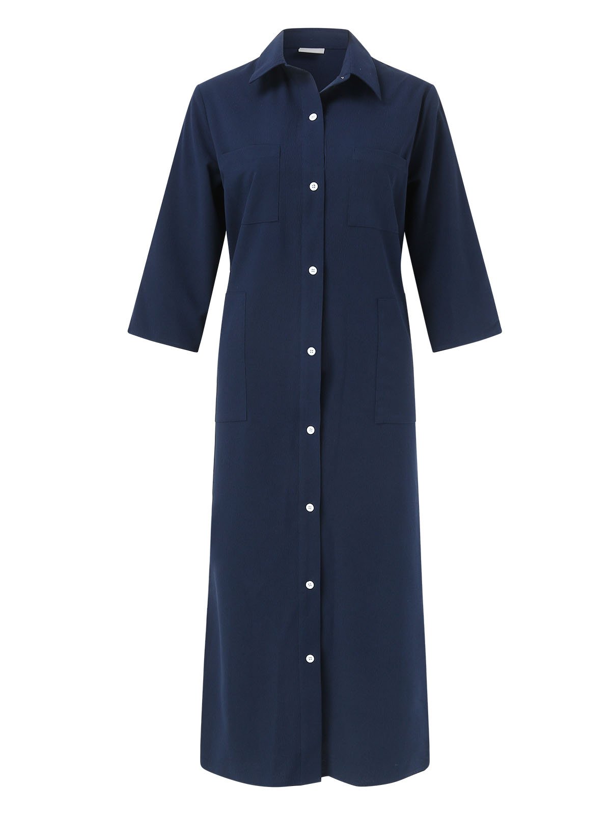 Women's Casual Solid Color Shirt Long Dress