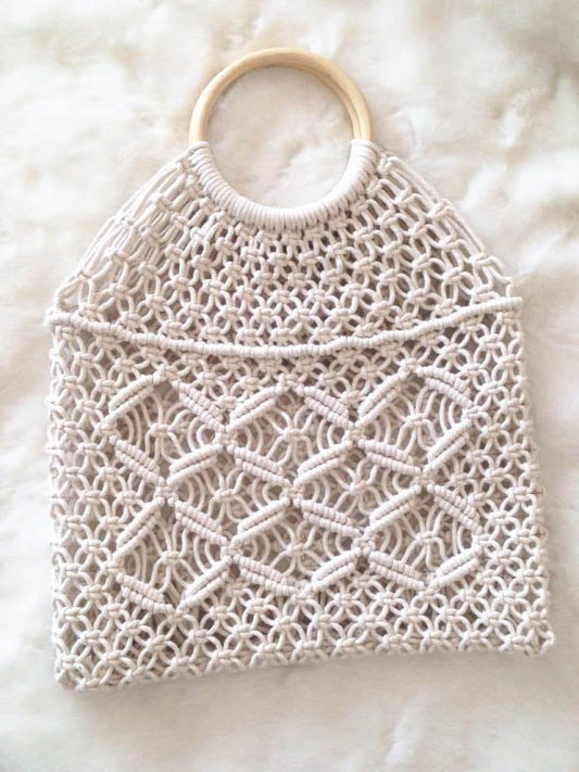 Women's Cotton Mesh Unlined Straw Bag