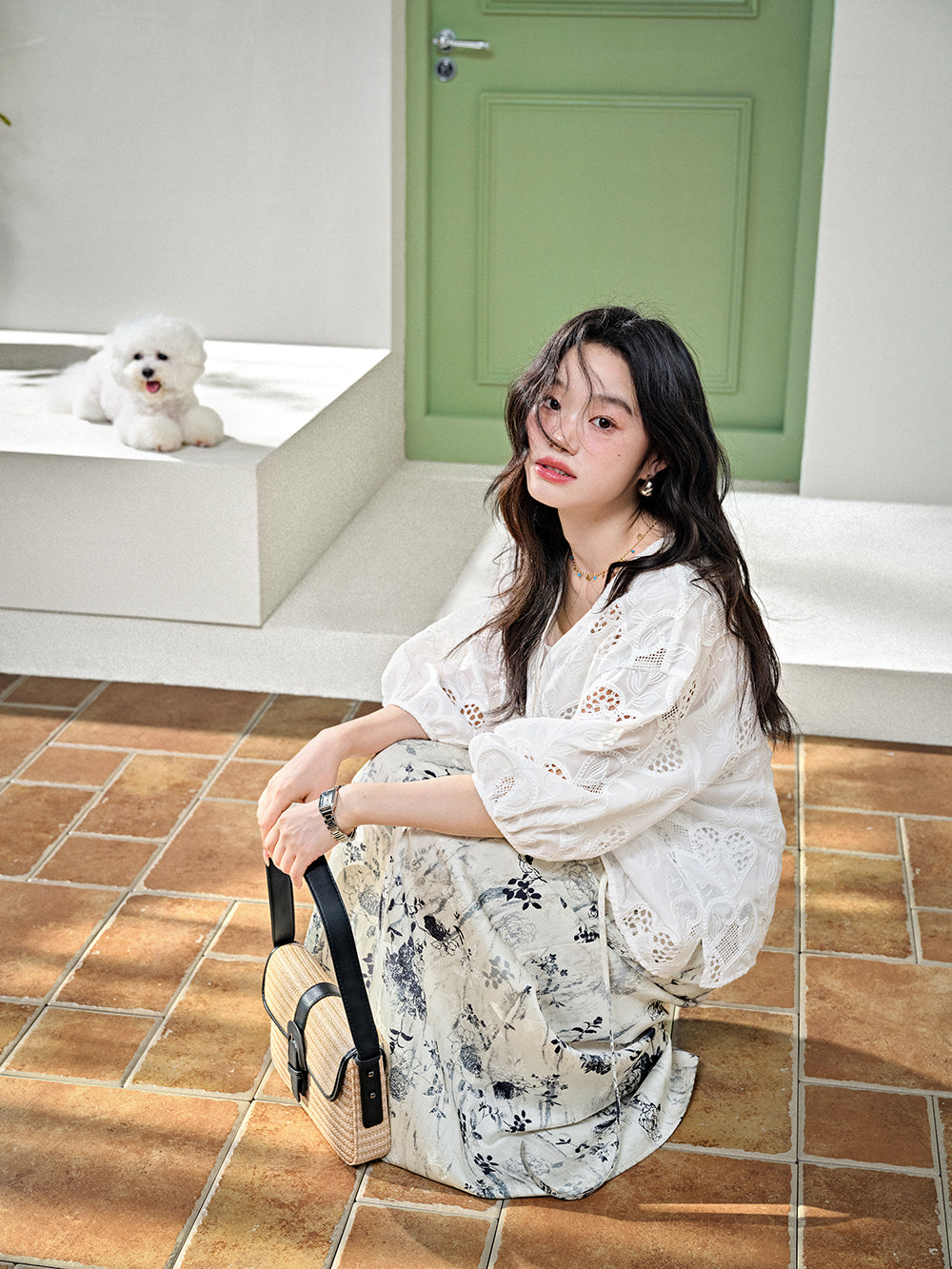 Ink Painting Jacquard Wide Leg Palazzo Pants