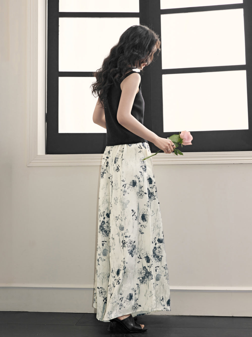 Ink Painting Jacquard Wide Leg Palazzo Pants
