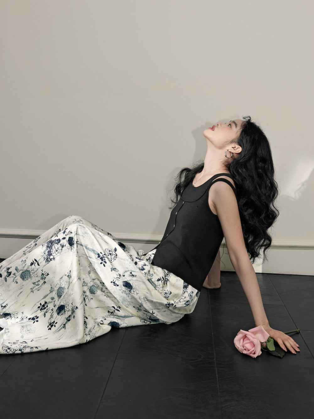 Ink Painting Jacquard Wide Leg Palazzo Pants