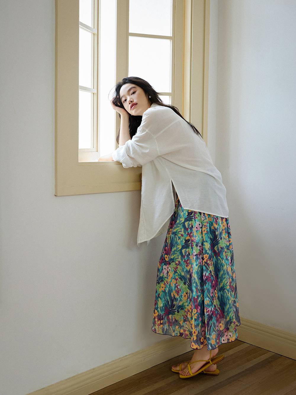 Jupe taille élastique à imprimé floral style peinture à l'huile française ✨Livraison gratuite✨