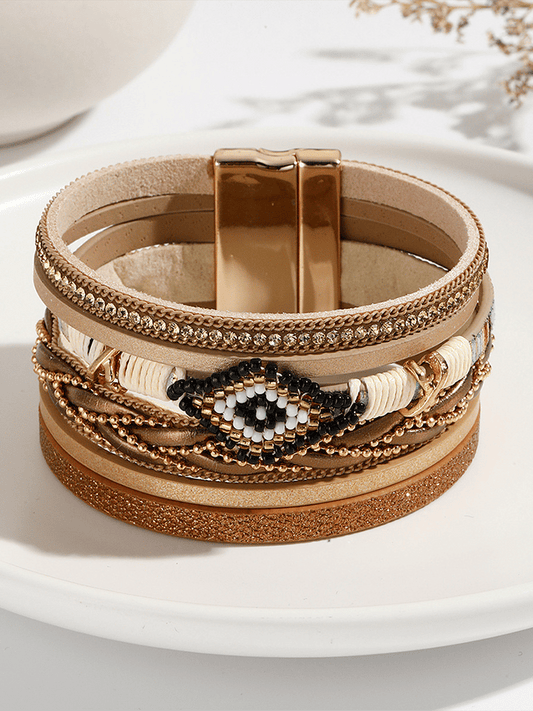 Women's Vintage Bohemian Handmade Braided Leather Bracelet Wristband