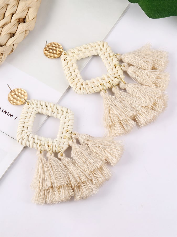 Boucles d'oreilles tressées bohèmes phénix pour femmes 