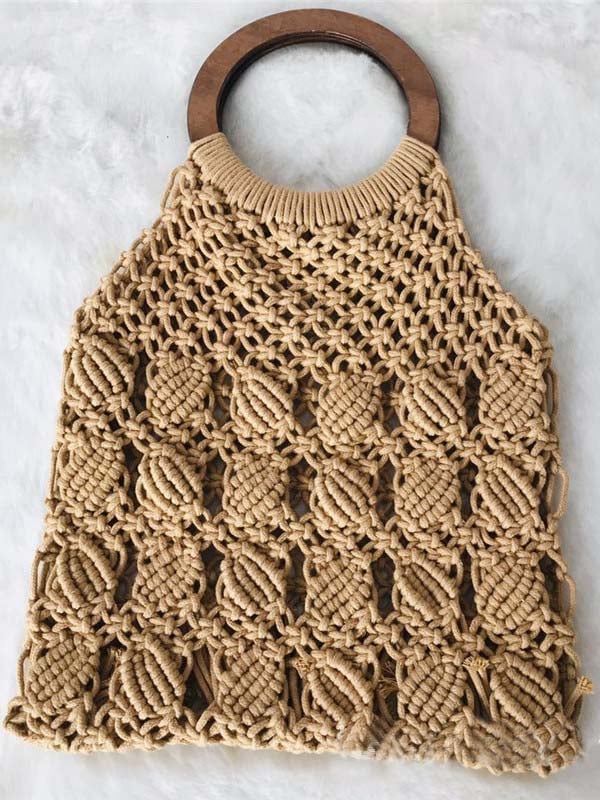 Women's Cotton Mesh Unlined Straw Bag
