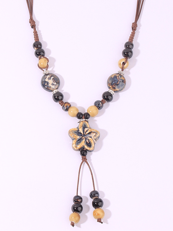 Women'S Vintage Turquoise Rice Bead Necklace