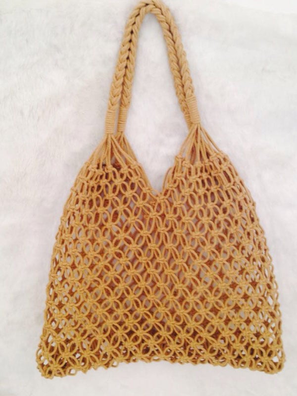 Sac en paille non doublé en maille de coton pour femme