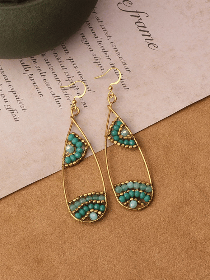 Women'S Vintage Alloy Stitching Wood Earrings