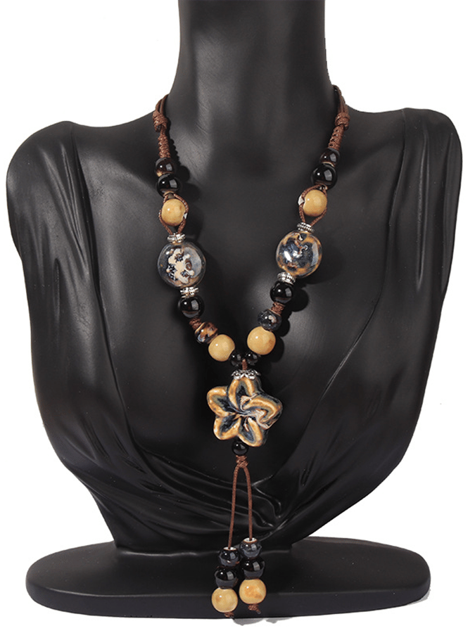 Women'S Vintage Turquoise Rice Bead Necklace