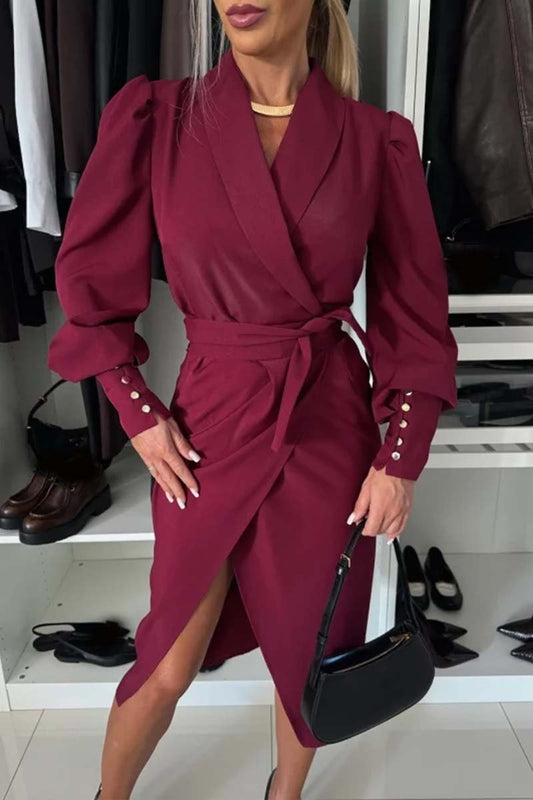 Women's Solid Color Elegant V-neck Dress